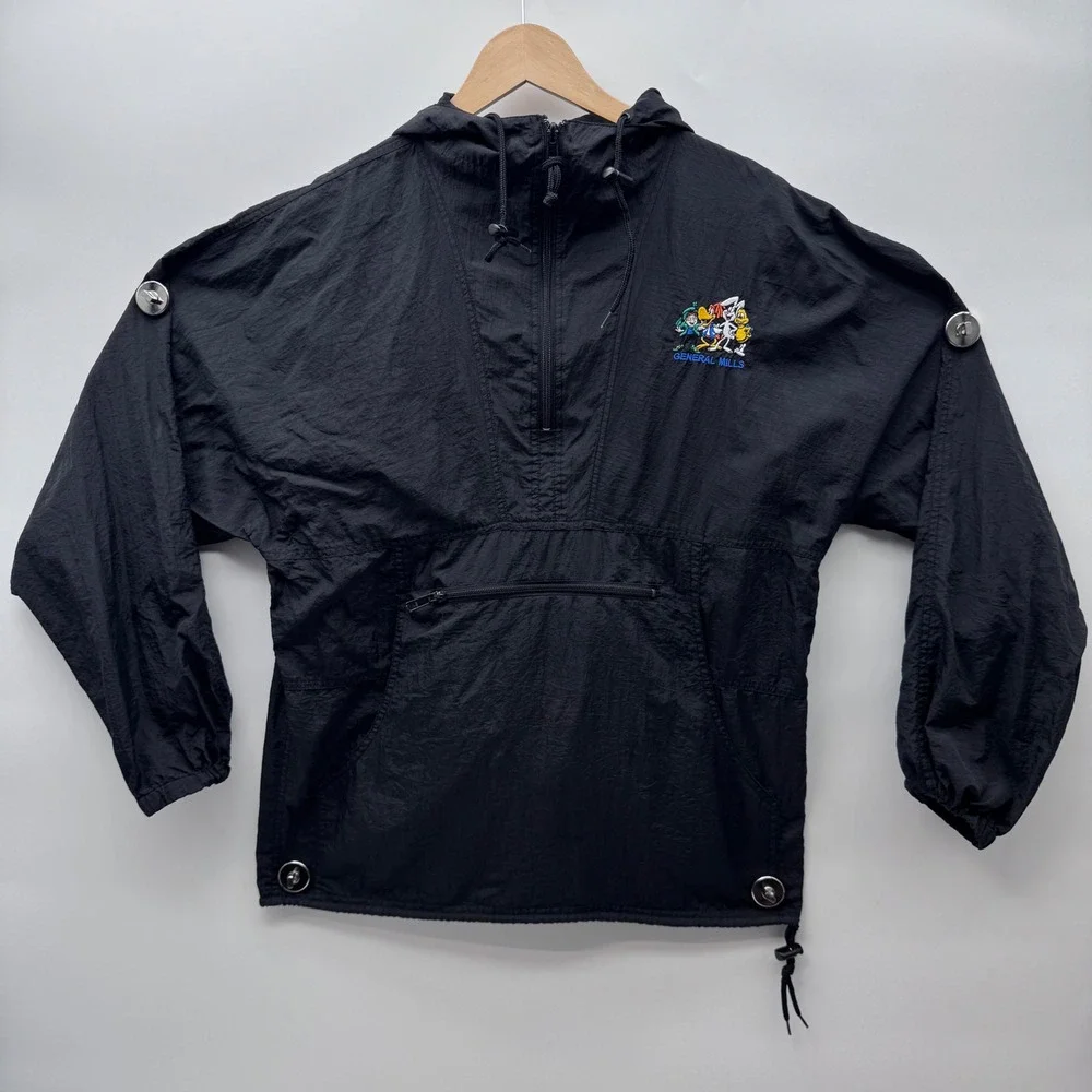 Vintage 1980 Port Authority General Mills Anorak Windbreaker Mens Small Black